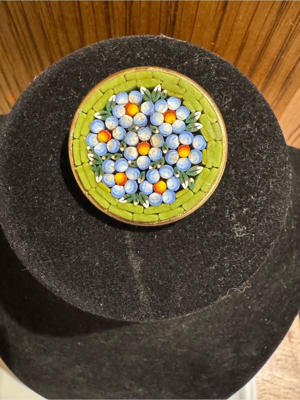 Vintage Italian Micro Mosaic Floral Bouquet Brooch